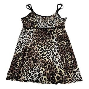 Swimsuits For All One Piece Womens 18 Brown Leopard Animal Print Skirted Resort